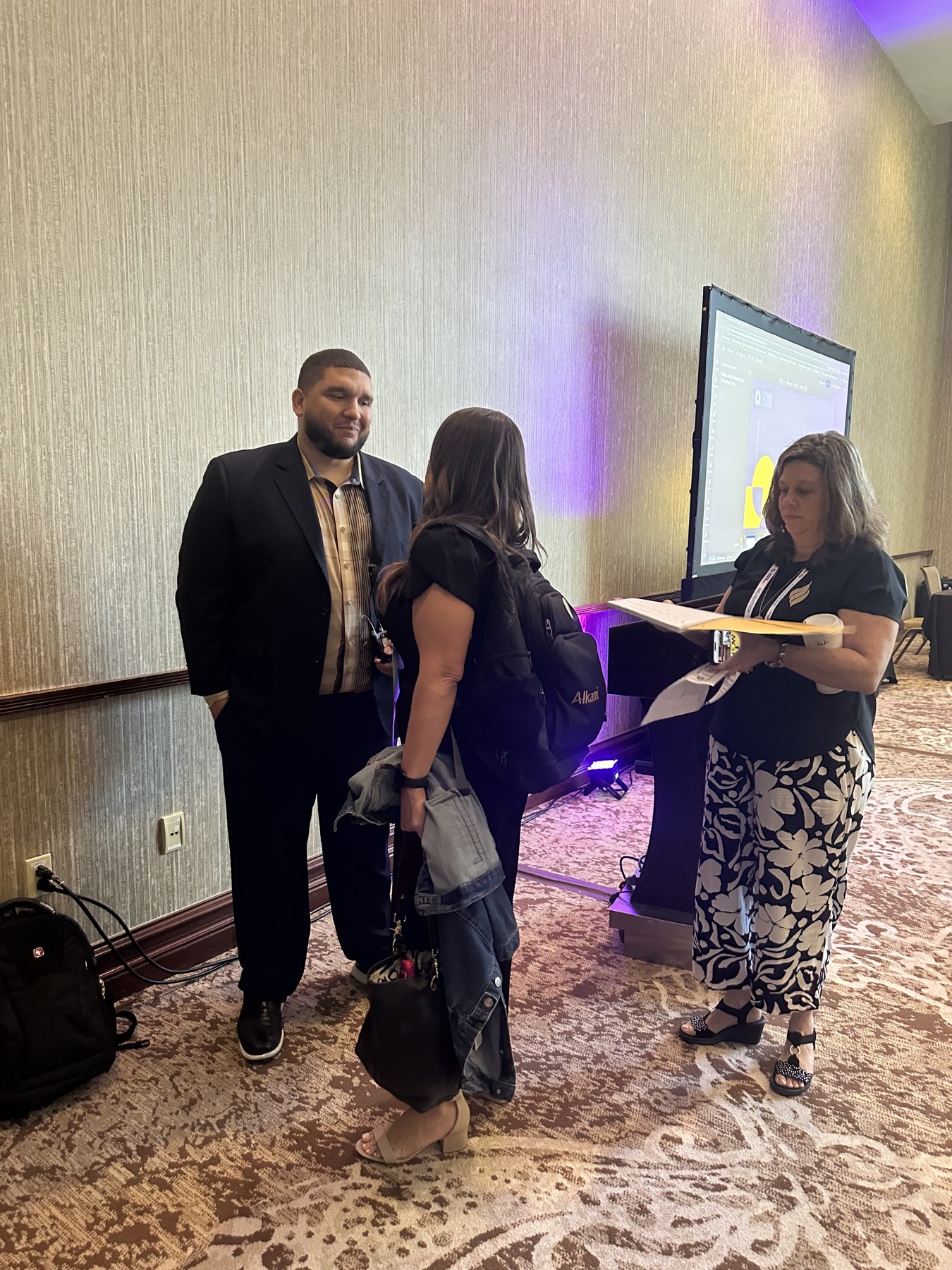 Stephen connecting with attendees after talk